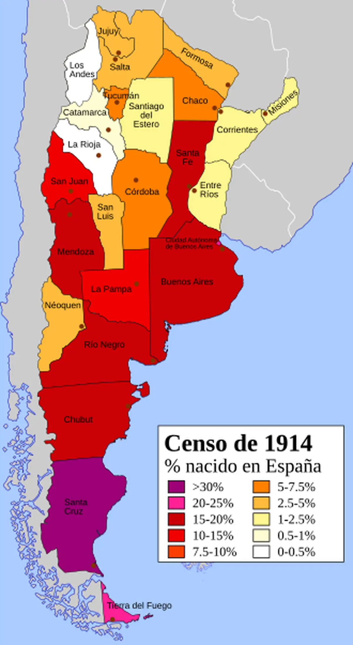 Españoles en Argentina según el censo de 1914